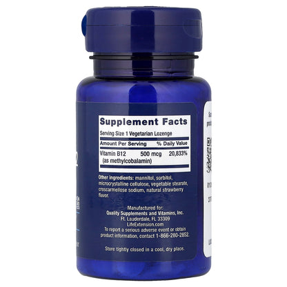 Life Extension Vitamin B12, Methylcobalamin 500 mcg 100 Pastilles