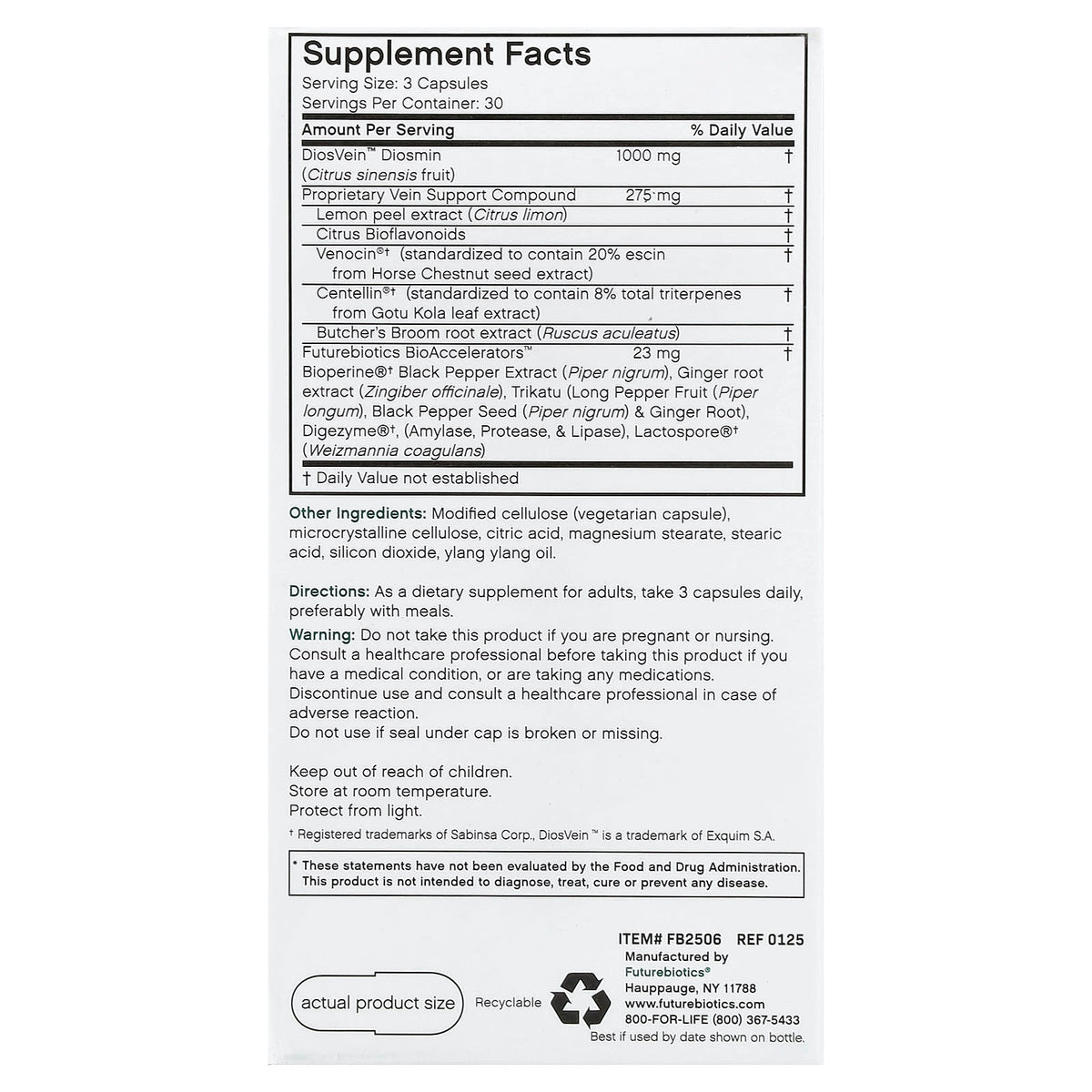 FutureBiotics, VeinFactors, Varicose Vein Complex, 90 Vegetarian Capsules