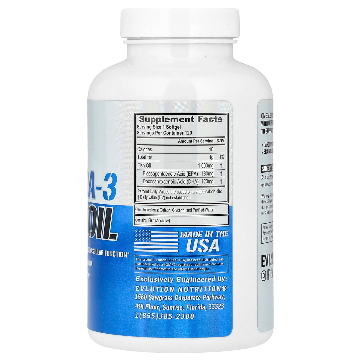EVLution Nutrition, Omega-3 Fish Oil, 120 Softgels