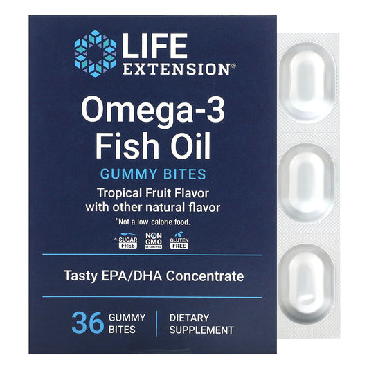 Life Extension, Omega-3 Fish Oil Gummy Sweets, Tropical Fruit, 36 Gummy Sweets (750 mg per Gummy Sweet)